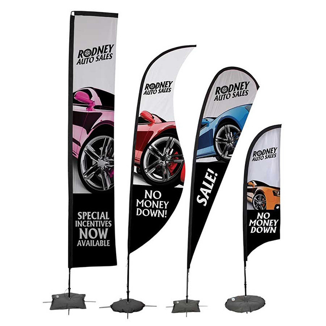 custom outdoor wind feather flag beach teardrop flying banner stand