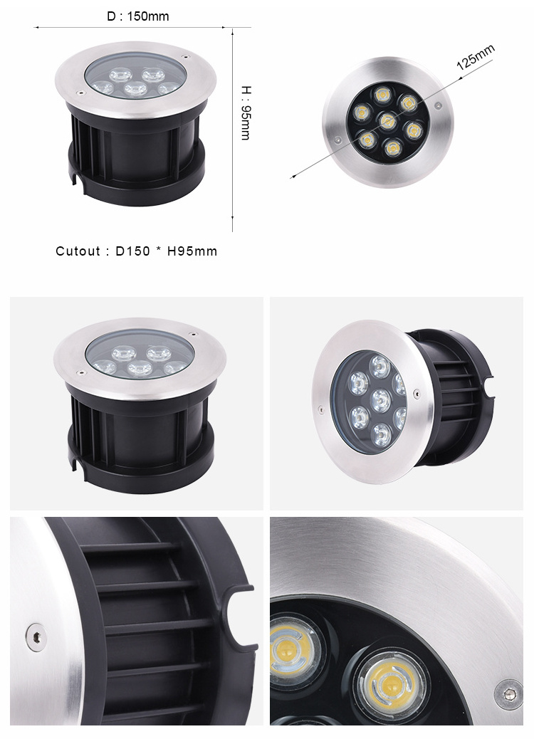 7W IP67 waterproof outdoor Inground Recessed Adjustable under ground driveway light LED Ground Underground Lights