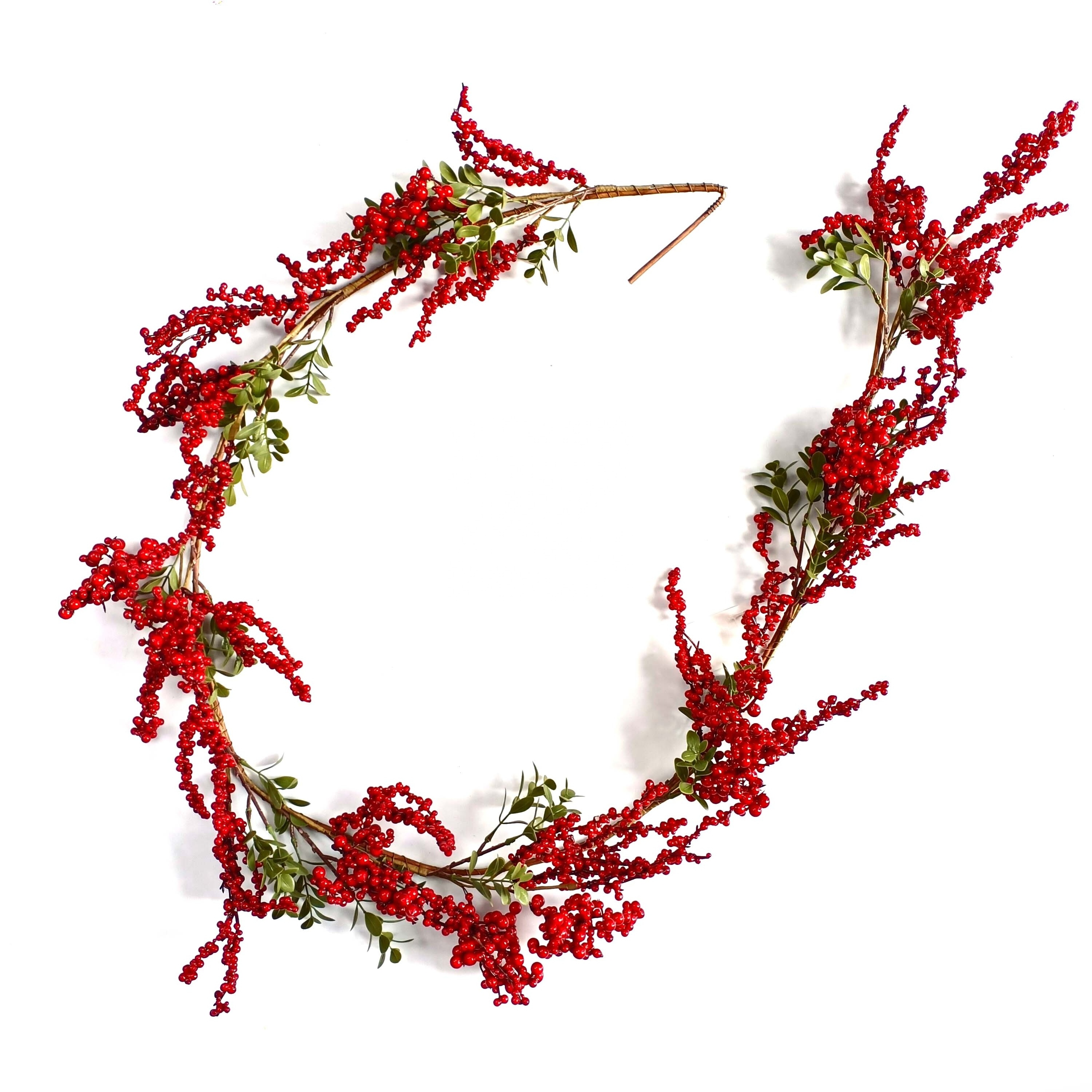 2023 New Style 5ft Christmas Home Decor Pine Cone Berry Garlands Wreaths For Front Door Decoration