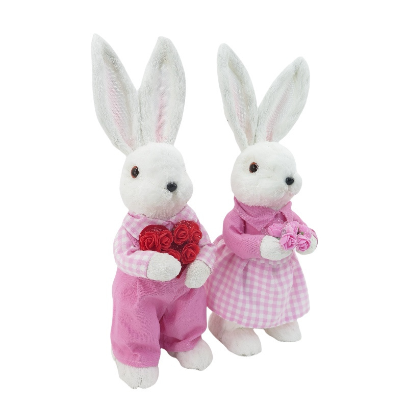 Hot Selling Wholesale Popular Valentines Day Gift 2024 Other Party Decorations Pink White Rabbit Figurine Decor for Wedding