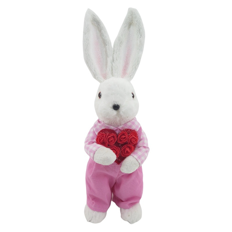 Hot Selling Wholesale Popular Valentines Day Gift 2024 Other Party Decorations Pink White Rabbit Figurine Decor for Wedding