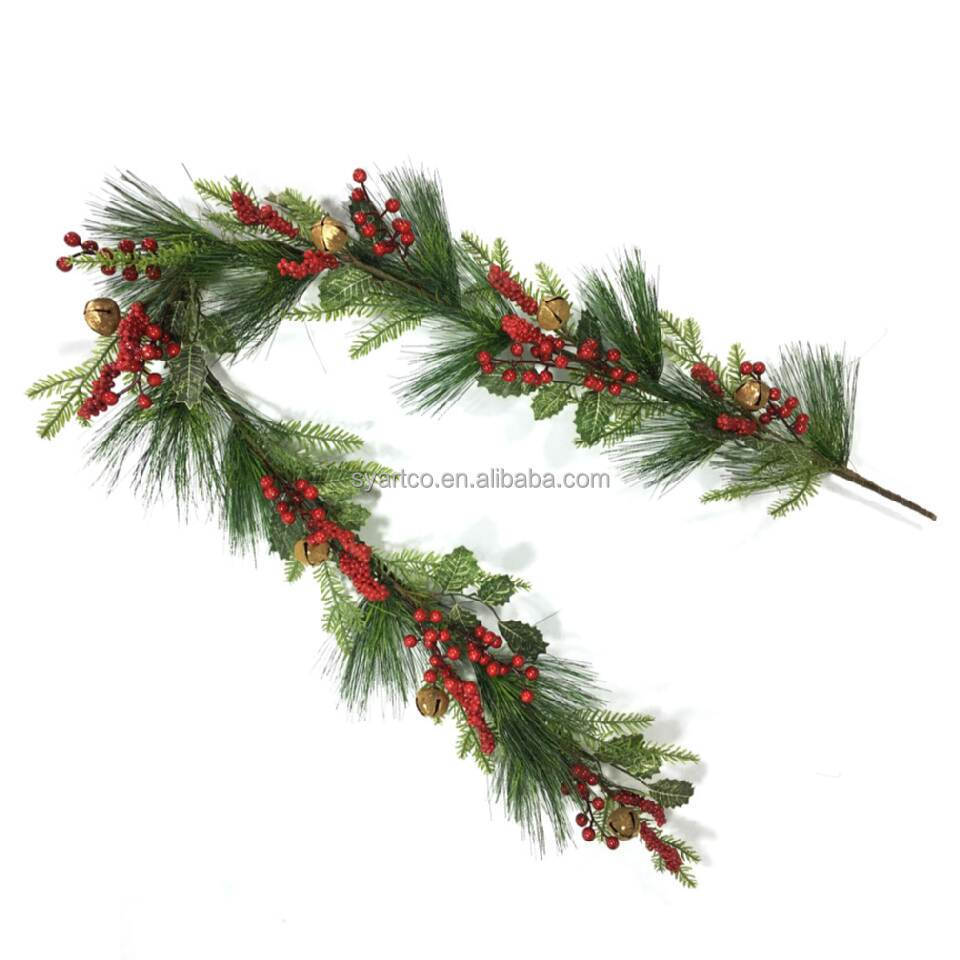 2023 New Style 5ft Christmas Home Decor Pine Cone Berry Garlands Wreaths For Front Door Decoration