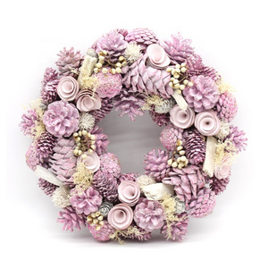 2024 Hot Sale 14" Christmas Decorations Supplies Luxury Garlands Pink Wreaths Ball Xmas Door Decoration