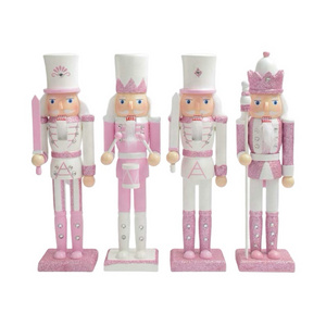 SYART Christmas Creative Decoration 30 cm 12 Inch Pink Color Wooden Nutcracker Soldier Table Ornaments