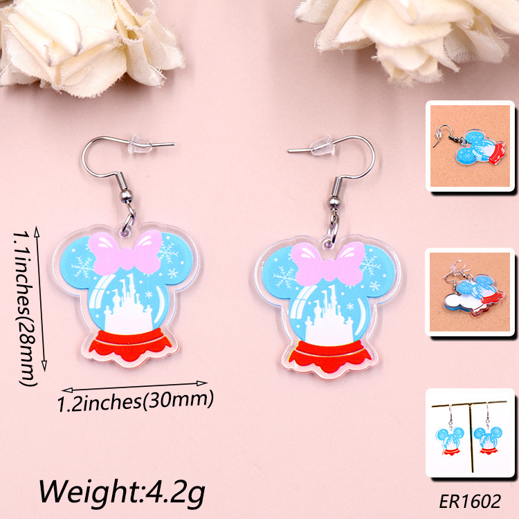 ERS415ER1602 Custom New CN Drop Mouse Castle Crystal Ball Acrylic Earrings High Quality Diamond Jewelry for Women for Christmas