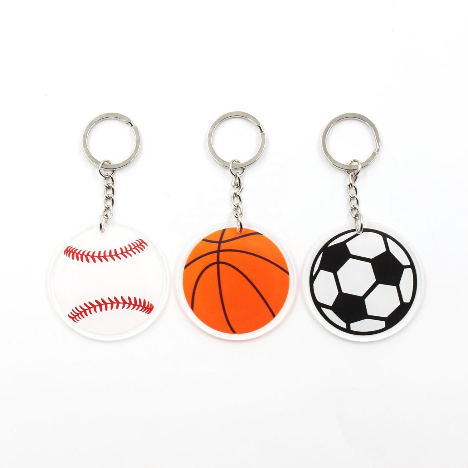 KHS175KH1005 Acrylic Clear  Keychain Double Faces UV Printing Basketball Baseball Volleyball Soccer Sport Keychain