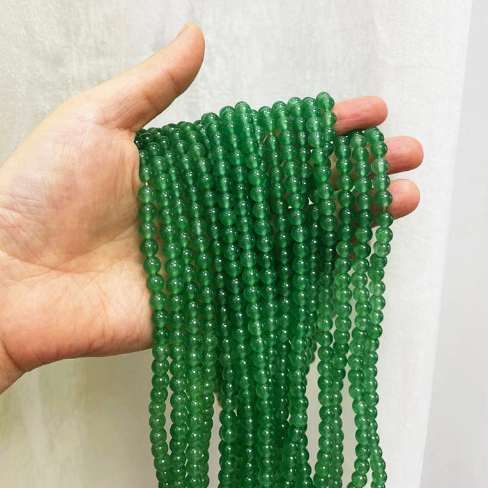 Natural Green Jade  Beads   Chalcedony Gemstone  Beads For Jewelry