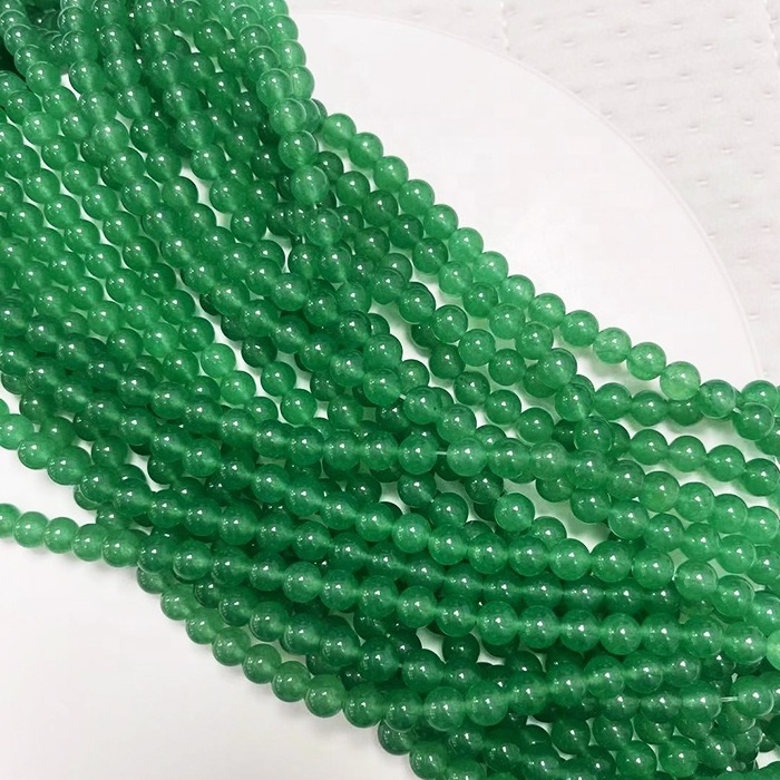 Natural Green Jade  Beads   Chalcedony Gemstone  Beads For Jewelry