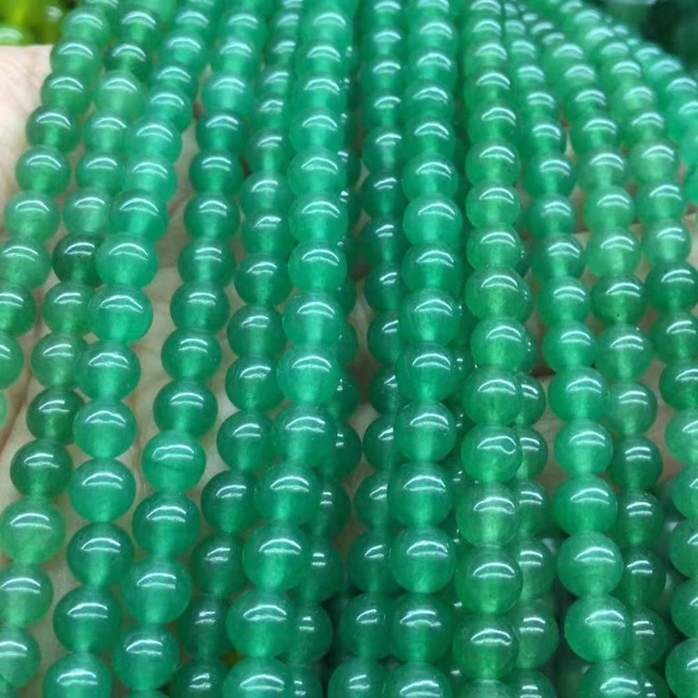 Natural Green Jade  Beads   Chalcedony Gemstone  Beads For Jewelry