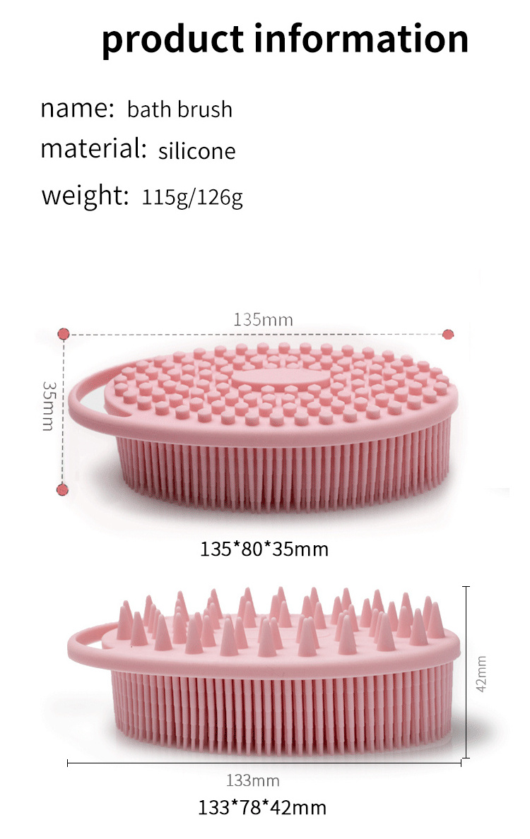 Wholesale Silicone Body Scrubber With Hook Soft Silicone Body Scrubber Belt Baby Bath Shower Brush silicone loofah Bath Brush