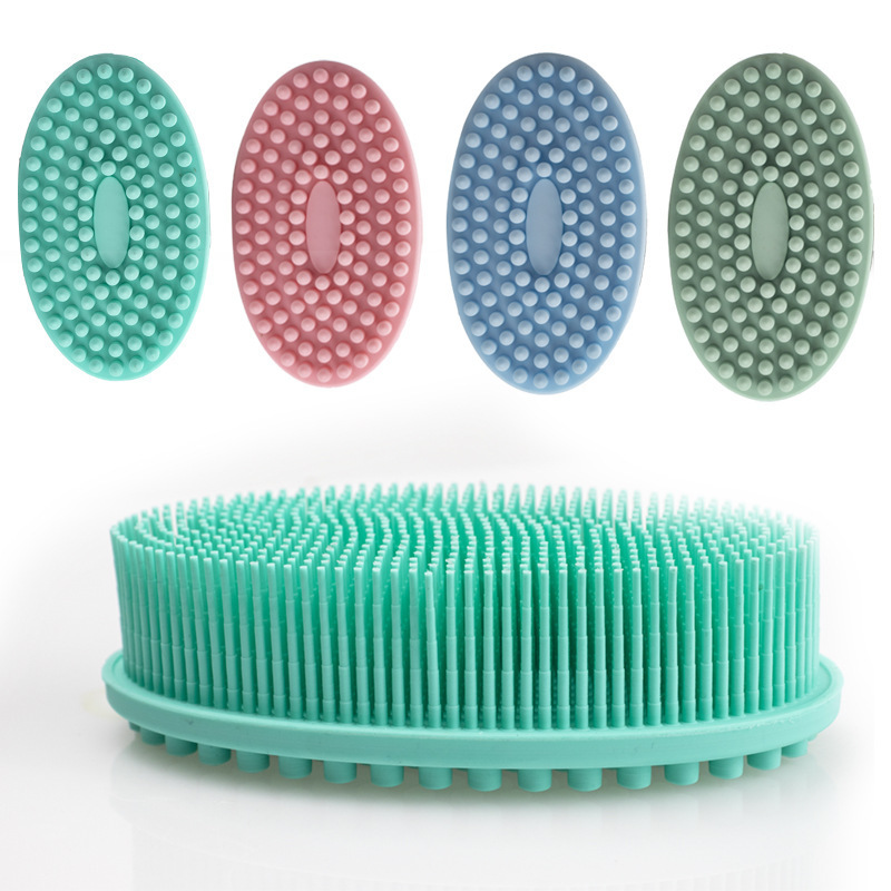 Wholesale Silicone Body Scrubber With Hook Soft Silicone Body Scrubber Belt Baby Bath Shower Brush silicone loofah Bath Brush