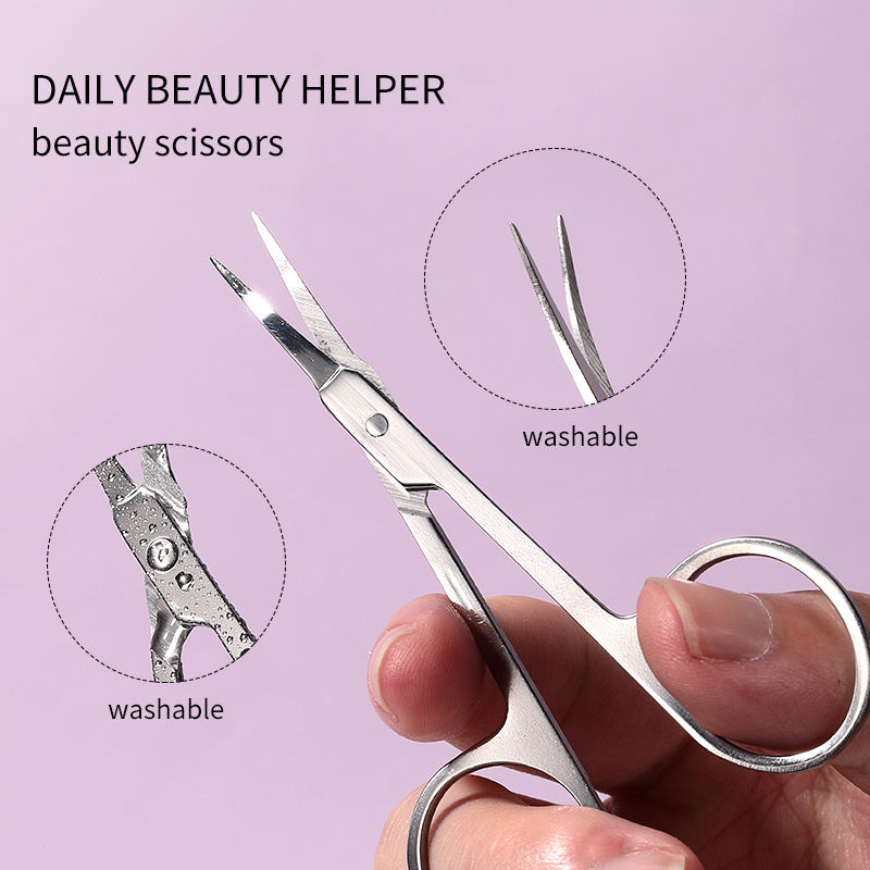 3pcs Eyes Nail Women Manicure Pedicure Set Stainless Steel Eyelash Trimmer Eyebrow Tweezer Scissors With Nail Clipper SY551