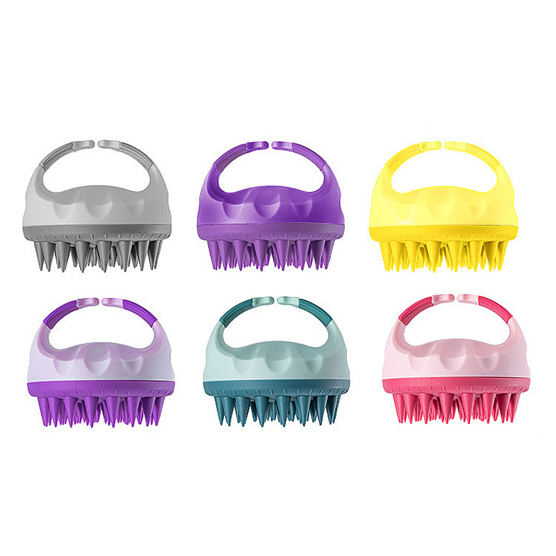 Wholesale Custom Logo Silicone Scalp Scrubber Brush WC-01.X025 Frosted color Wash Hair Shampoo Brush ScrubberMassager Comb