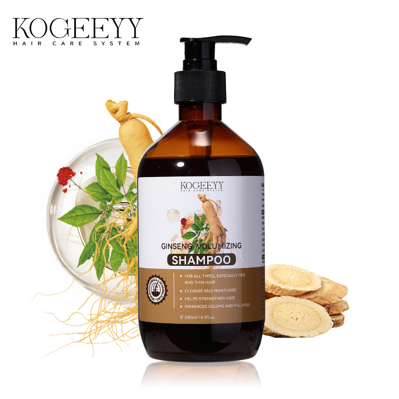 KOGEEYY Manufacturer 500ml Wholesale Ginseng Shampoo Sulfate Free Refreshing Clarifying Shampoo For Damage Hair Herbal Shampoo