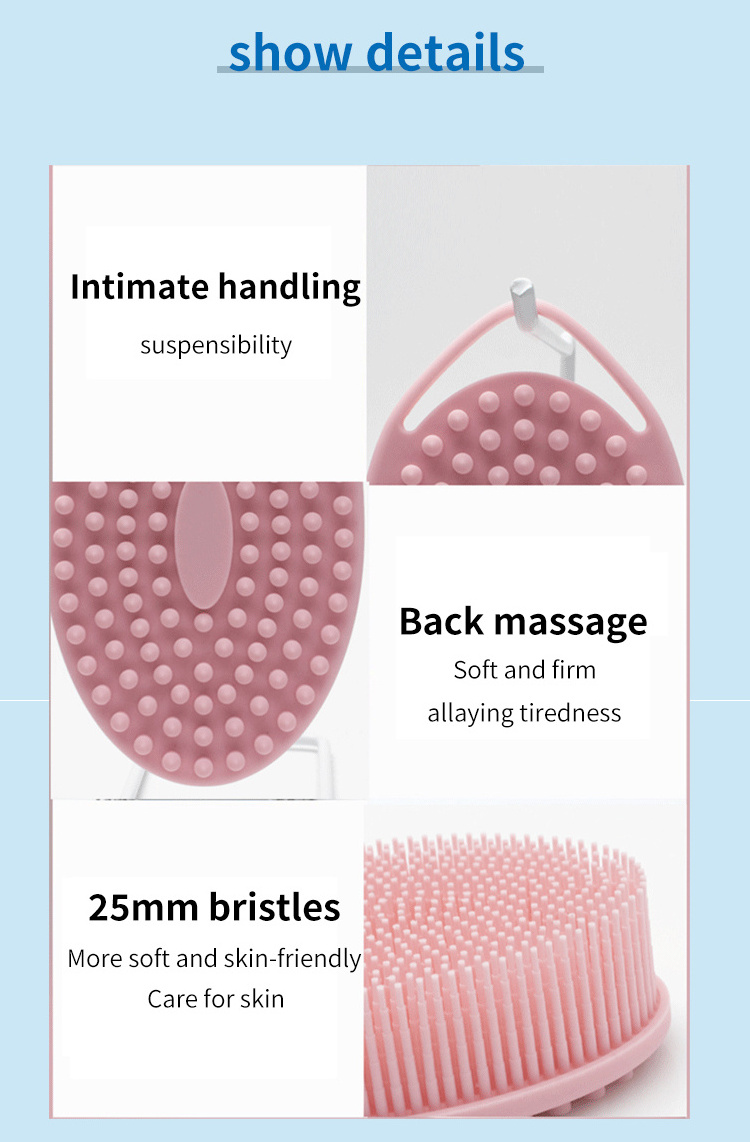 Wholesale Silicone Body Scrubber With Hook Soft Silicone Body Scrubber Belt Baby Bath Shower Brush silicone loofah Bath Brush