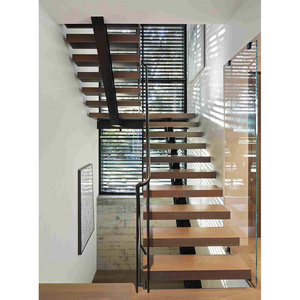 Stainless steel beam Straight Stairs mono stringer staircase dismountable Fabricated Steel Escalier