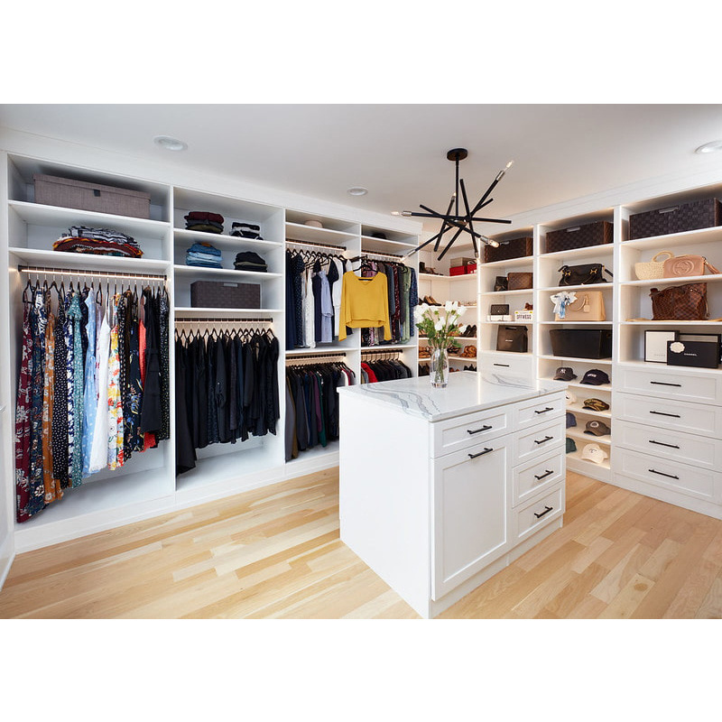 White adjustable shelves closet WALK-IN CLOSETS fancy bedroom wardrobe