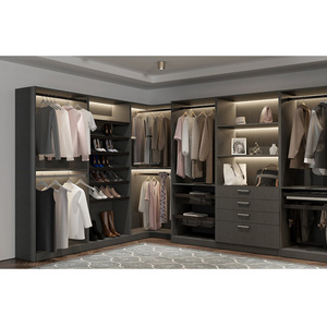 Good quality modern style wooden wardrobe cabinet bedroom wardrobe in grey color