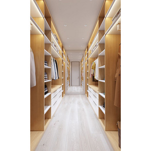 Manufacturing furniture laminated finish cupboard master bedroom closet wood grain narrow walk in closet