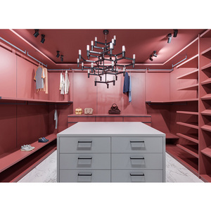 New style red pink walk in closet shelving open walk in wardrobe with island