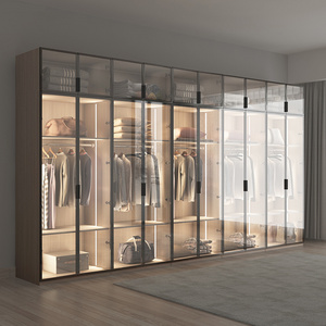 New house furniture modular wooden custom affordable closet systems freestanding closet wardrobe with glass doors