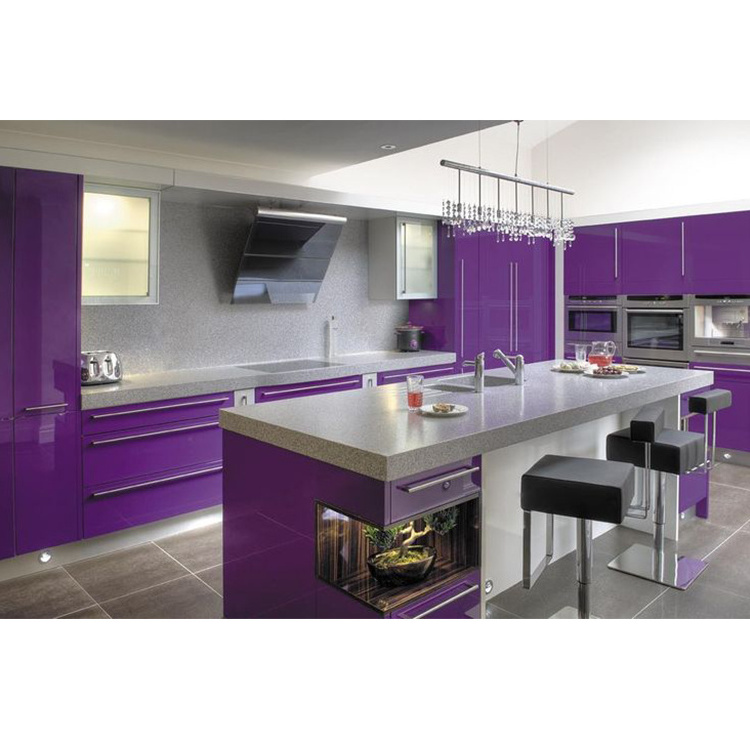 Africa market best selling cabinetry complete black purple kitchen cabinets from Foshan factory