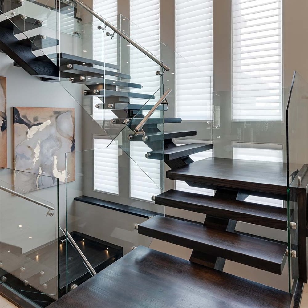 Stainless steel beam Straight Stairs mono stringer staircase dismountable Fabricated Steel Escalier