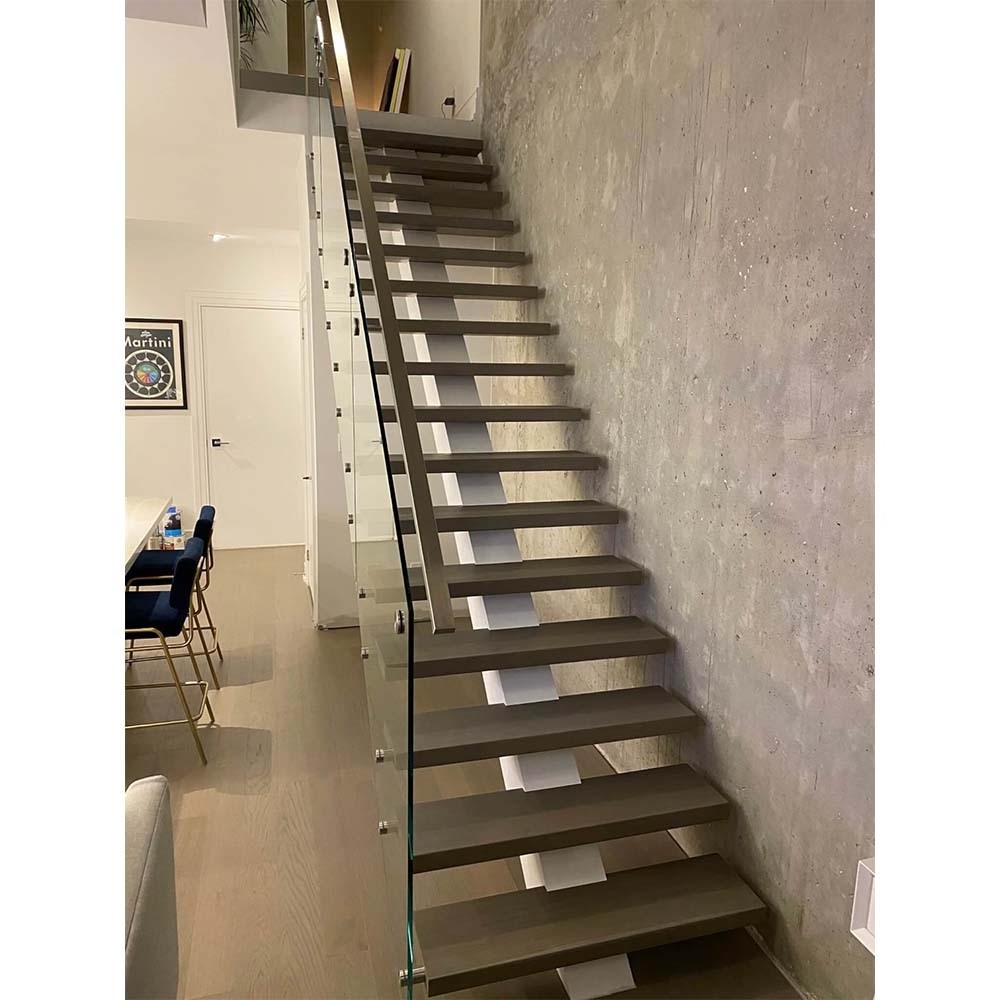 Stainless steel beam Straight Stairs mono stringer staircase dismountable Fabricated Steel Escalier