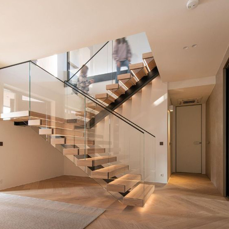 Modern stair railings interior steel wood staircase pre built stairs