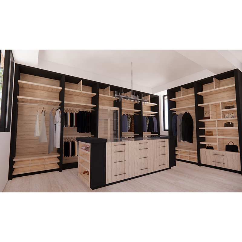 Custom modern designs wooden bedroom furniture walk in wardrobe closet solid wood