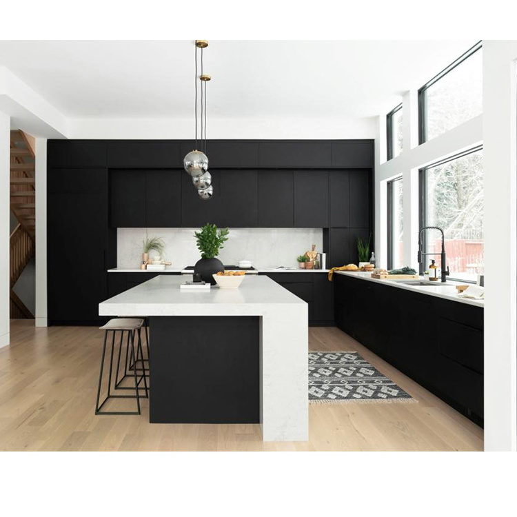 Africa market best selling cabinetry complete black purple kitchen cabinets from Foshan factory