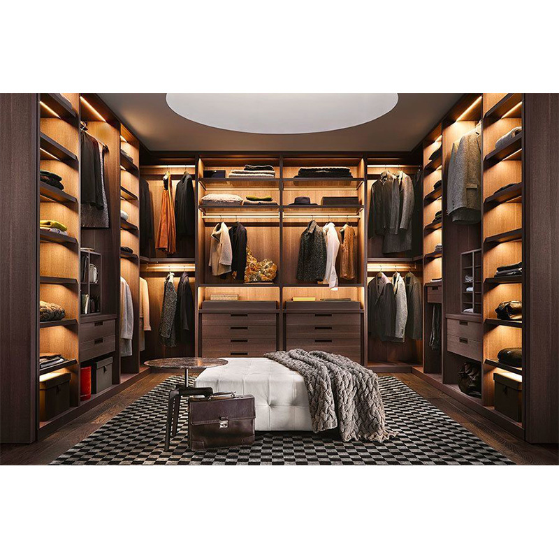 Custom modern designs wooden bedroom furniture walk in wardrobe closet solid wood