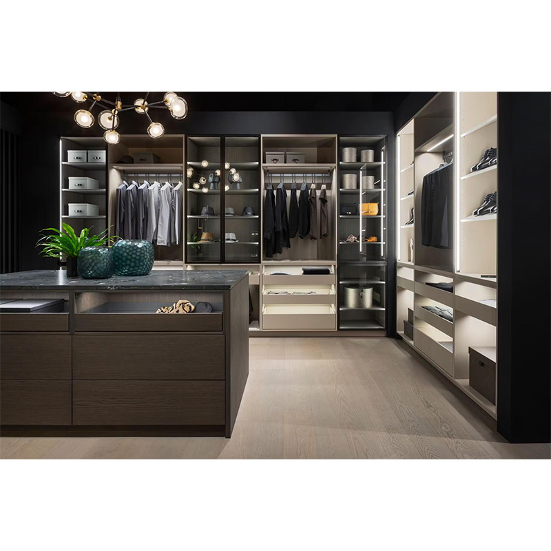 Bedroom furniture modern design hanging shelves closet modern wardrobe closet cabinet with drawers