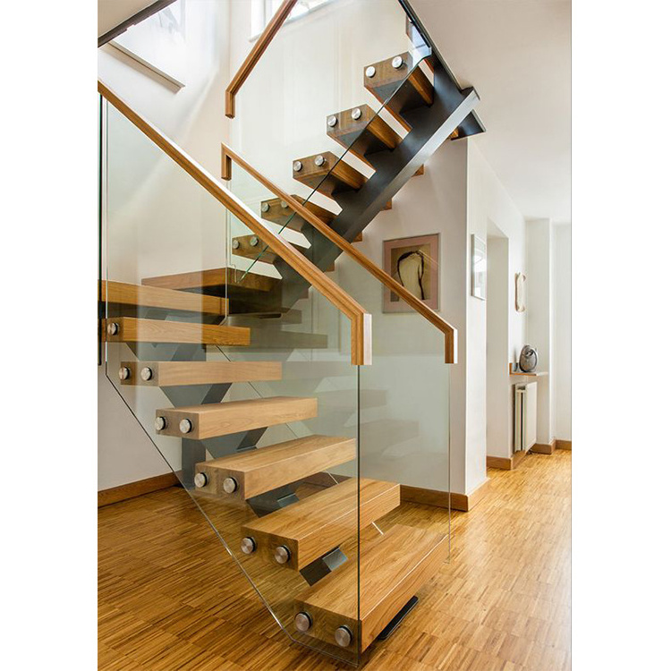 Modern stair railings interior steel wood staircase pre built stairs