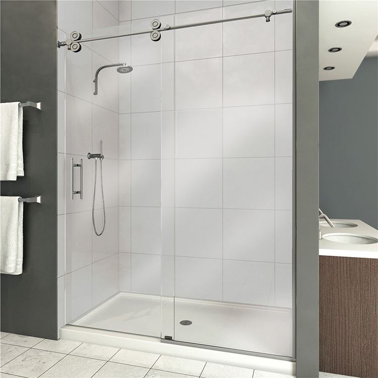 Factory Aluminum Stainless Steel Tempered Glass Bathroom Sliding Frameless Shower Door