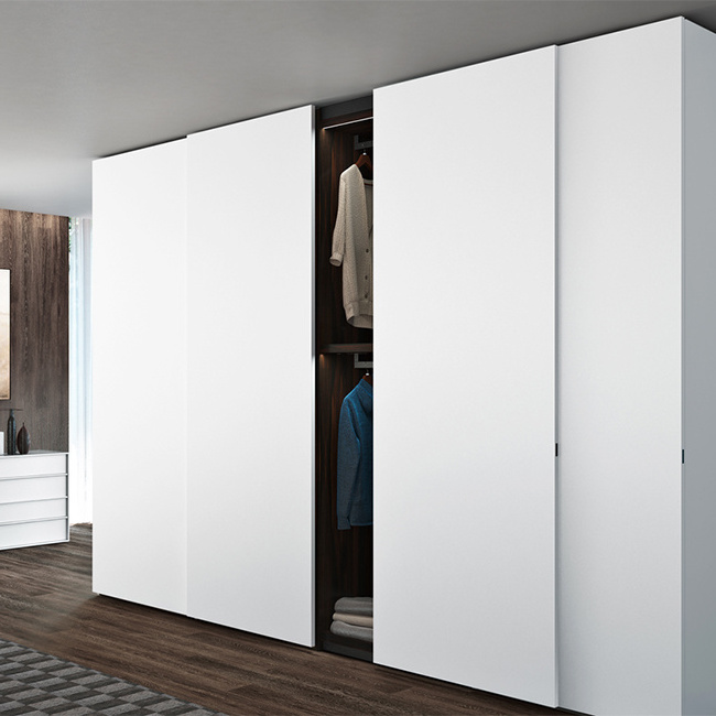 Modern lacquer glossy white sliding door wardrobe armoire