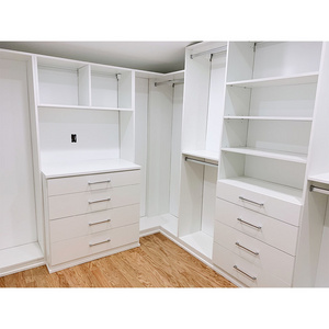 Modern wooden white walk in closet storage built in