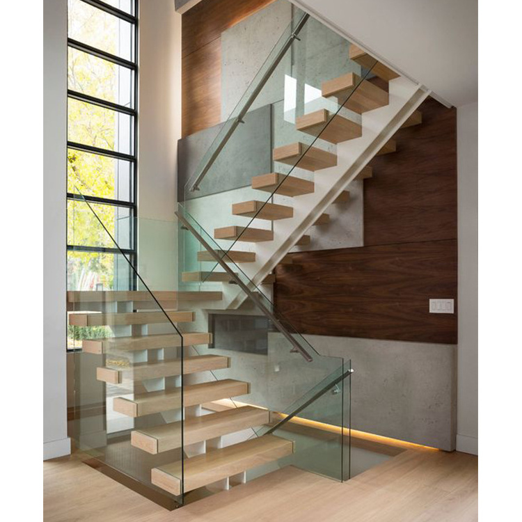 Modern stair railings interior steel wood staircase pre built stairs