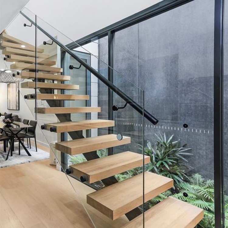 Modern stair railings interior steel wood staircase pre built stairs