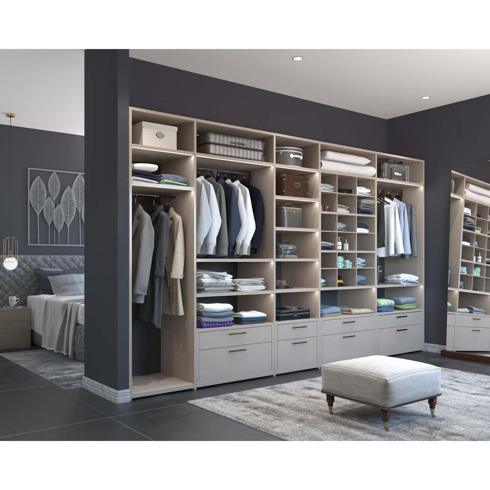 Hot sale new modern mdf closet l shape walk-in closet coat closet armoire