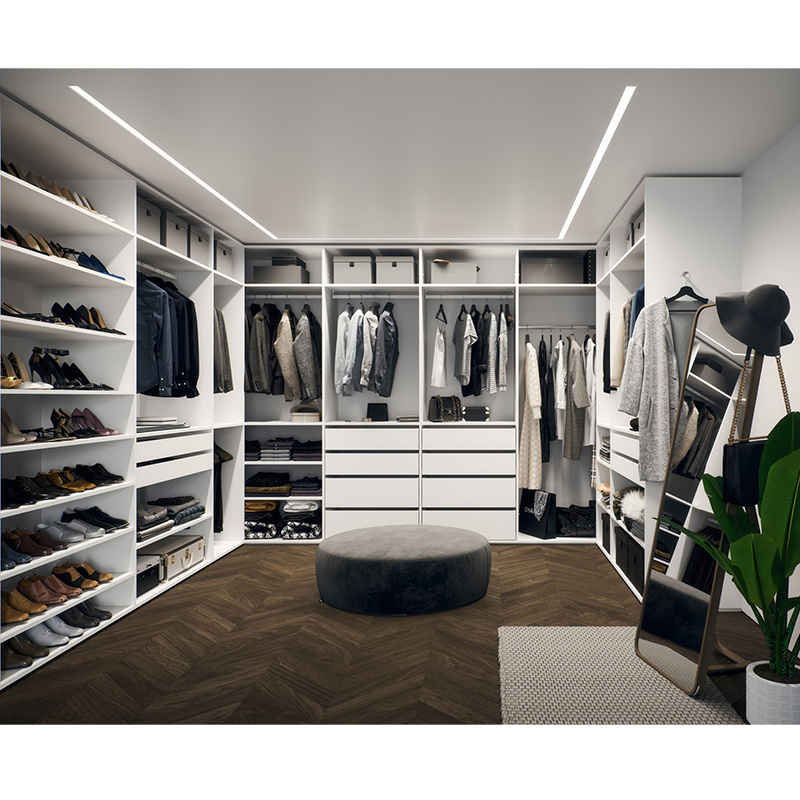 15 Years experience factory supply WIR WIC white master closet luxury closet design open wardrobe with drawers