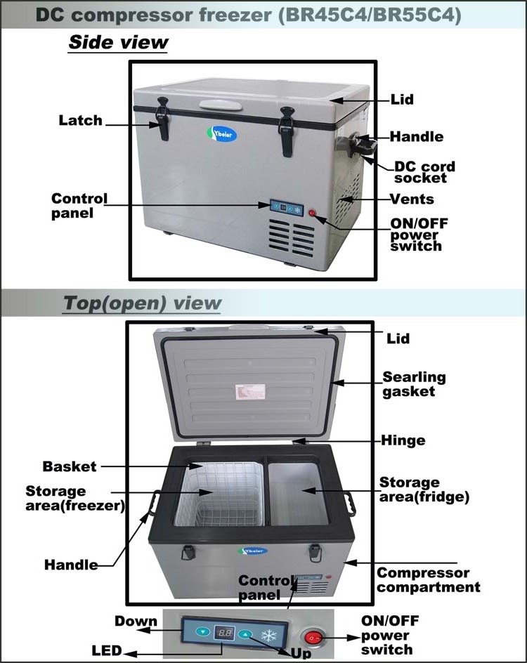 New design DC 12V 24V compressor portable car fridge freezer refrigerator