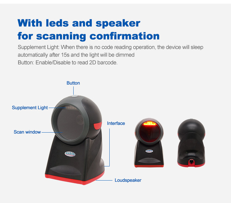 XB-8602H Syble High Cost Effective 2D Handsfree Table Top Barcode Reader 2D Handsfree Barcode Scanner Desktop