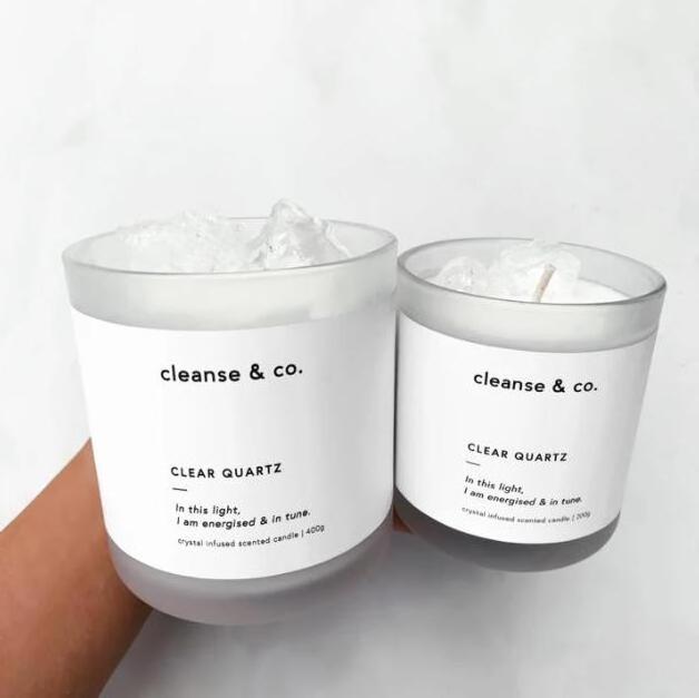 wholesale intention chakra customized logo large luxury private label crystal gemstone candle