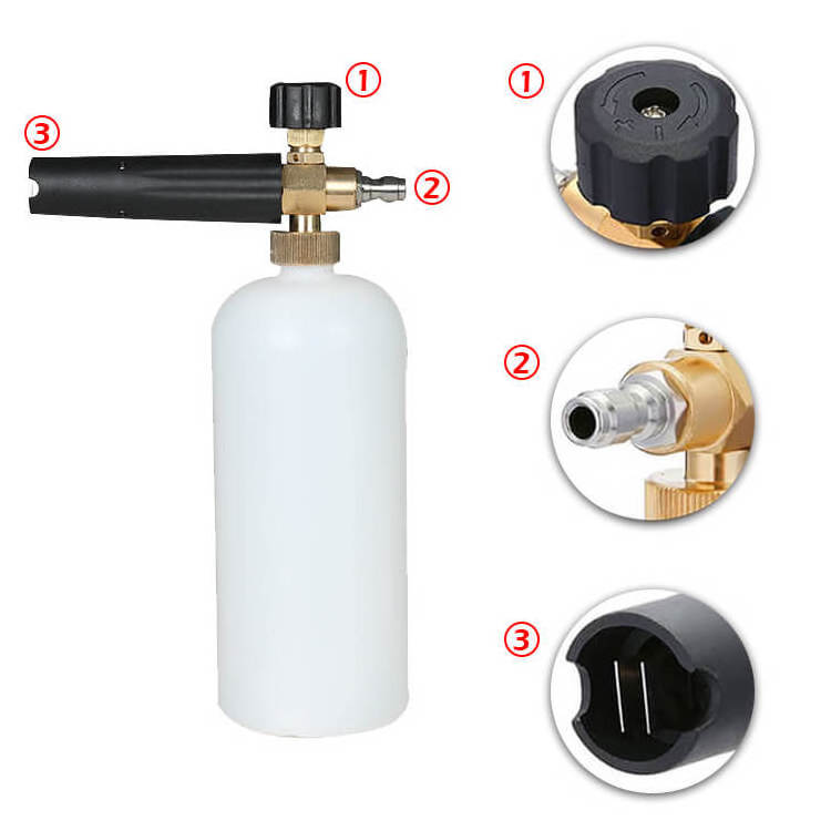 SYBON 1/4 Inch Quick Connect Foam Cannon Car Wash Sprayer Pressure Washer plated brass Snow Foam Gun with Adjustable Nozzle