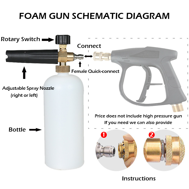 High Pressure Spray Gun Foam Foam Wand Car Wash Soap Foam Car Cleaning Wash Liquid Shampoo