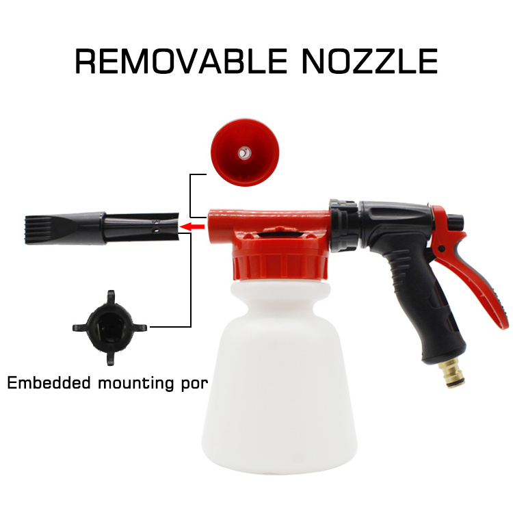 Car Cleaning Washing Foam Watering Pressure Gun Soap Snow Blaster Washer Garden Hose Sprayer with 1L Bottle Pot