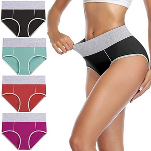 wirarpa Ladies High Waist Knickers Women's Cotton Briefs Underwear Full Back Coverage Panties Plus Size