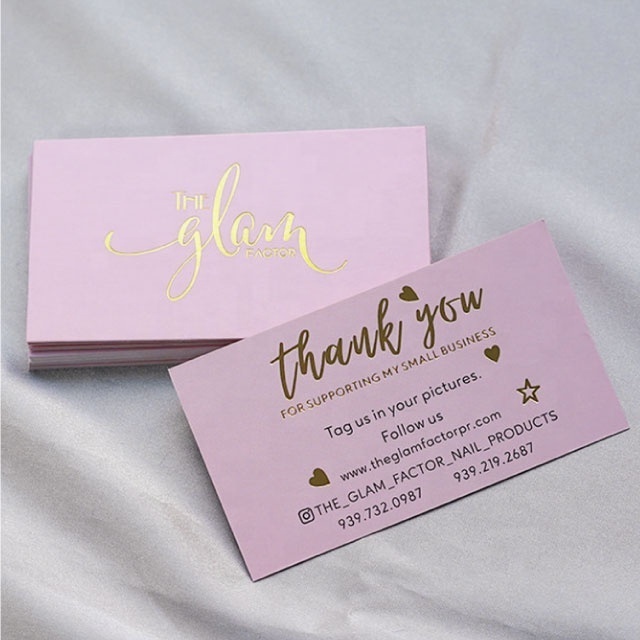 High quality luxury gold foil business card printing custom band logo thank you card