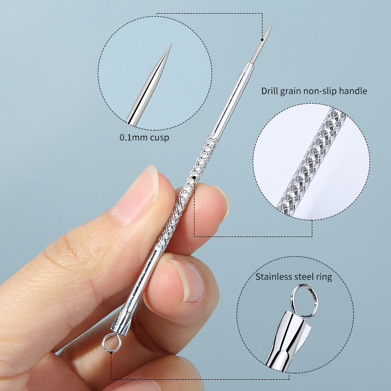 LMLTOP Blackhead Acne Removal Tool Single Stainless Steel Silver Double Head Acne Removal Needle Pimple Extractor Tool B0731